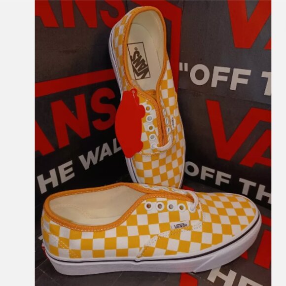 Vans Men 7/Women 8.5 Authentic Checkerboard Golden Nugget True White VN0A348A3XV - Picture 1 of 12
